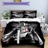 3pcs Knights Templar Pattern Bedding Set Duvet Cover Set Includes Duvet Cover &pillowcases, Perfect All Season Bedroom Decoration & Gift