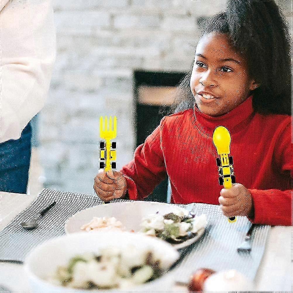 26-27 3 Piece Kids Cutlery Set Architecture Theme Kids Cutlery Car Tableware Set