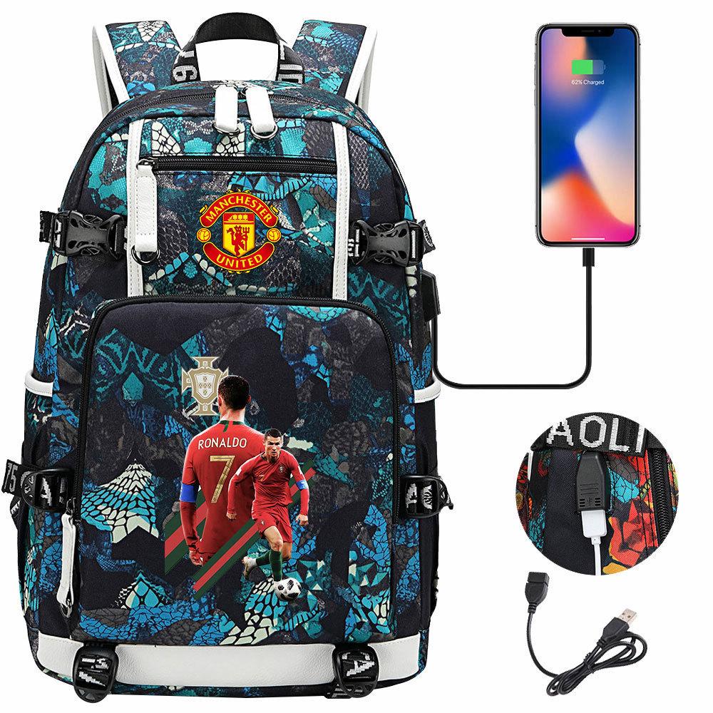 Cristiano Ronaldo Print Backpack Youth Student School Bag Unisex Casual Travel Backpack