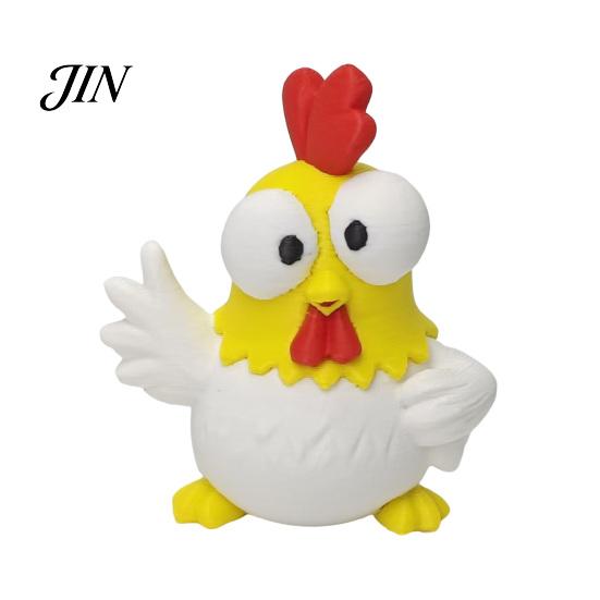 Decompression Desk Toy 3D Printed Cartoon Rooster Figurine, Mini Desktop Big-Eyed Office Worker Gift Ornament, Funny Cute Emoticon Animal Sculpture, Chick