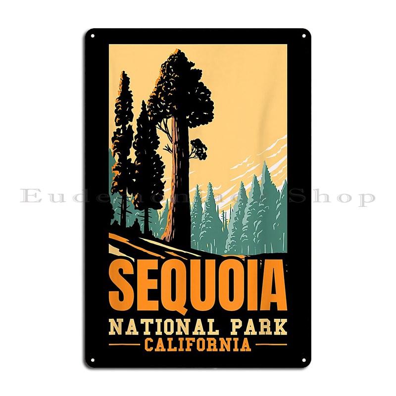 Национальный парк секвойя Пешие прогулки Калифорния Секвойи Металлическая табличка Постер Стена Стена пещеры Декор Настенная роспись Гараж Жестяная табличка Постер 20x30cm（7.8x11.8inch）