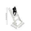 Statue with Crystal Glass Stairs Modern Thinker Figurine Minimalist for Entryway