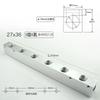 27x36mm 1/2" BSP Female 2 3 4 5 6 7 8 9 10 Ways 4-12 Ports Solid Aluminum Air Manifold Block Splitter For Air Compressor