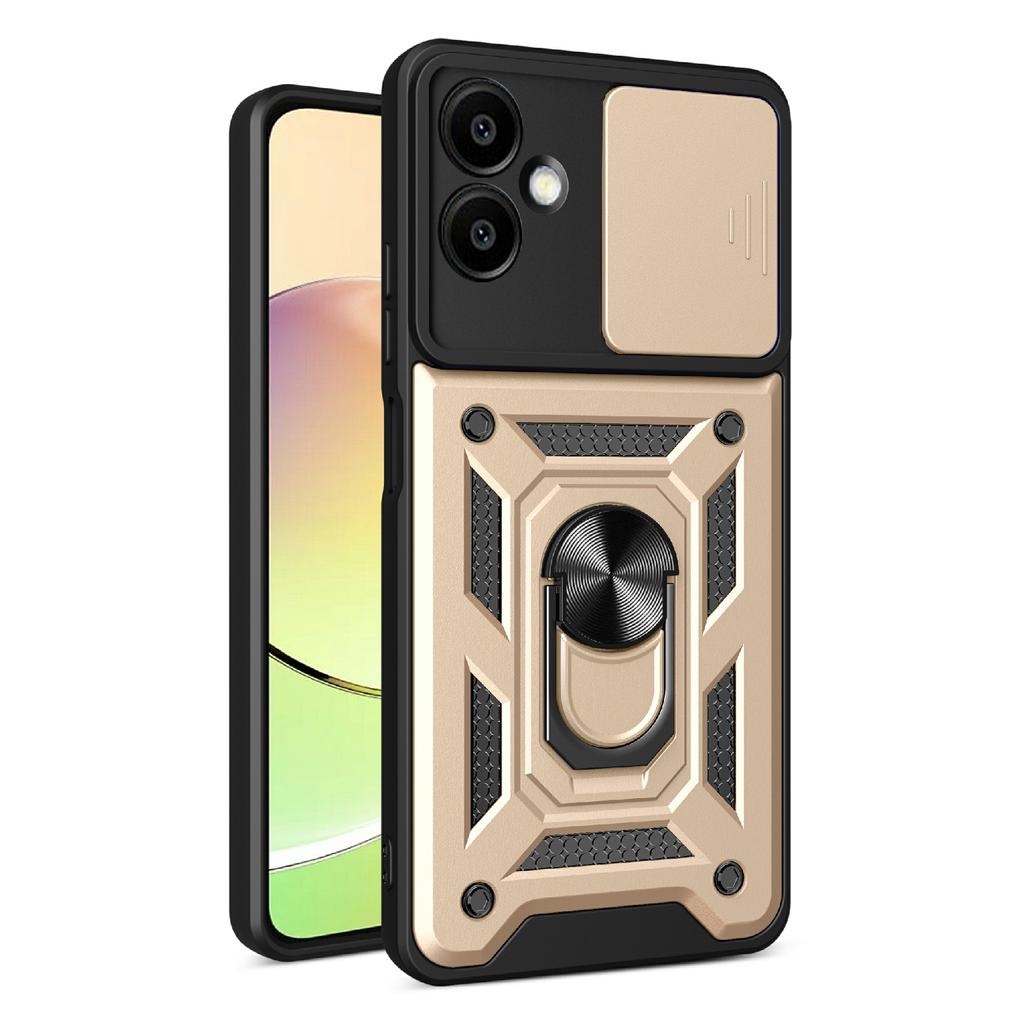 AMORUS For Samsung Galaxy A06 4G Case Kickstand PC+TPU Phone Cover with Camera Lens Slider