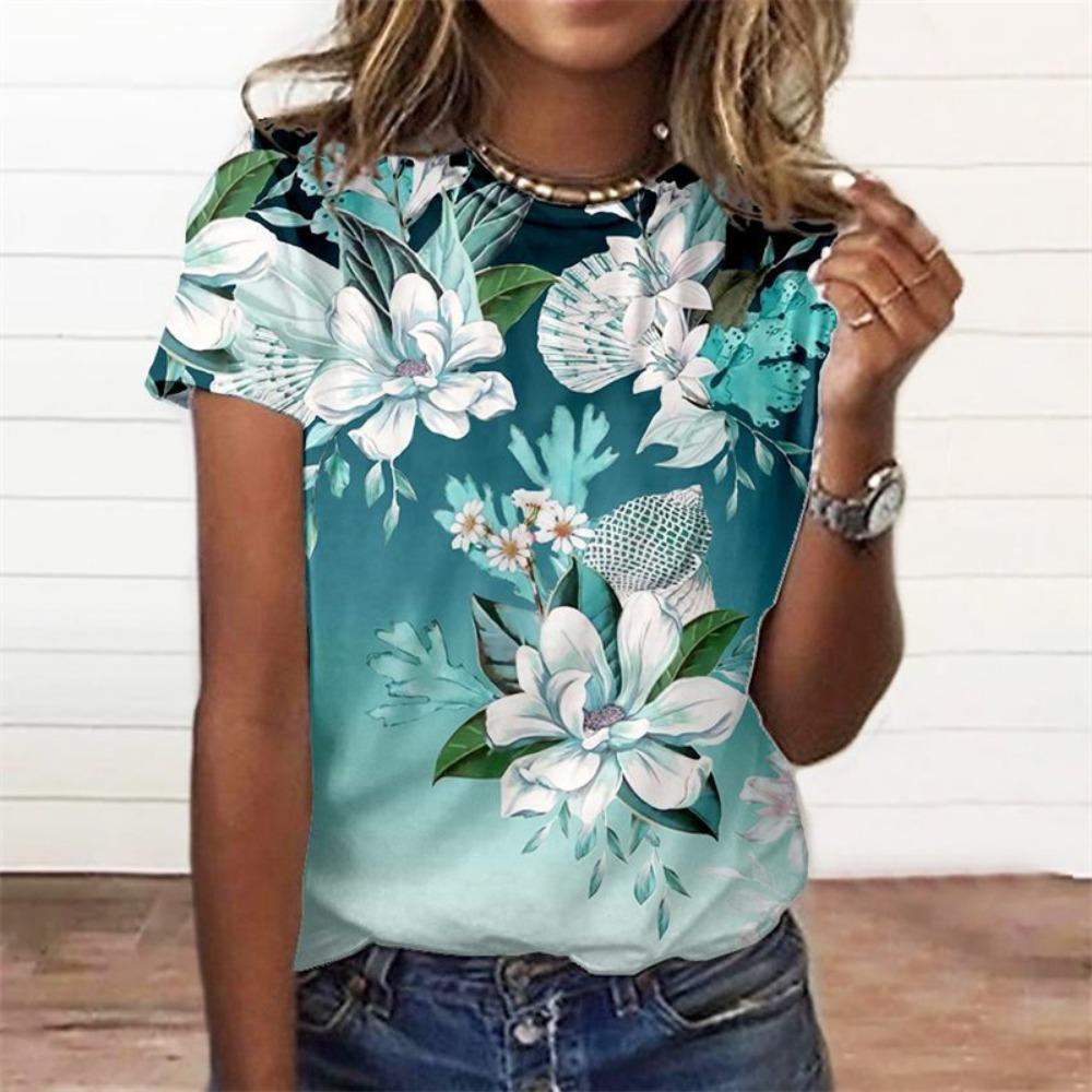 Roses Flower T Shirt Women 3D Floral Blossom Printed T-shirt Casaul Streetwear Tee Shirts Womens Clothing Oversize Short Sleeve