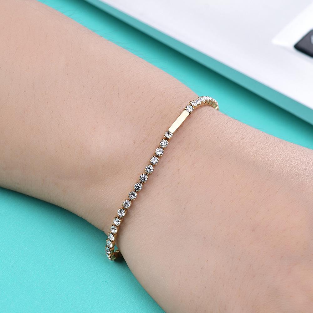Elegant 4MM Zircon-Inlaid Stainless Steel Bracelet for Women