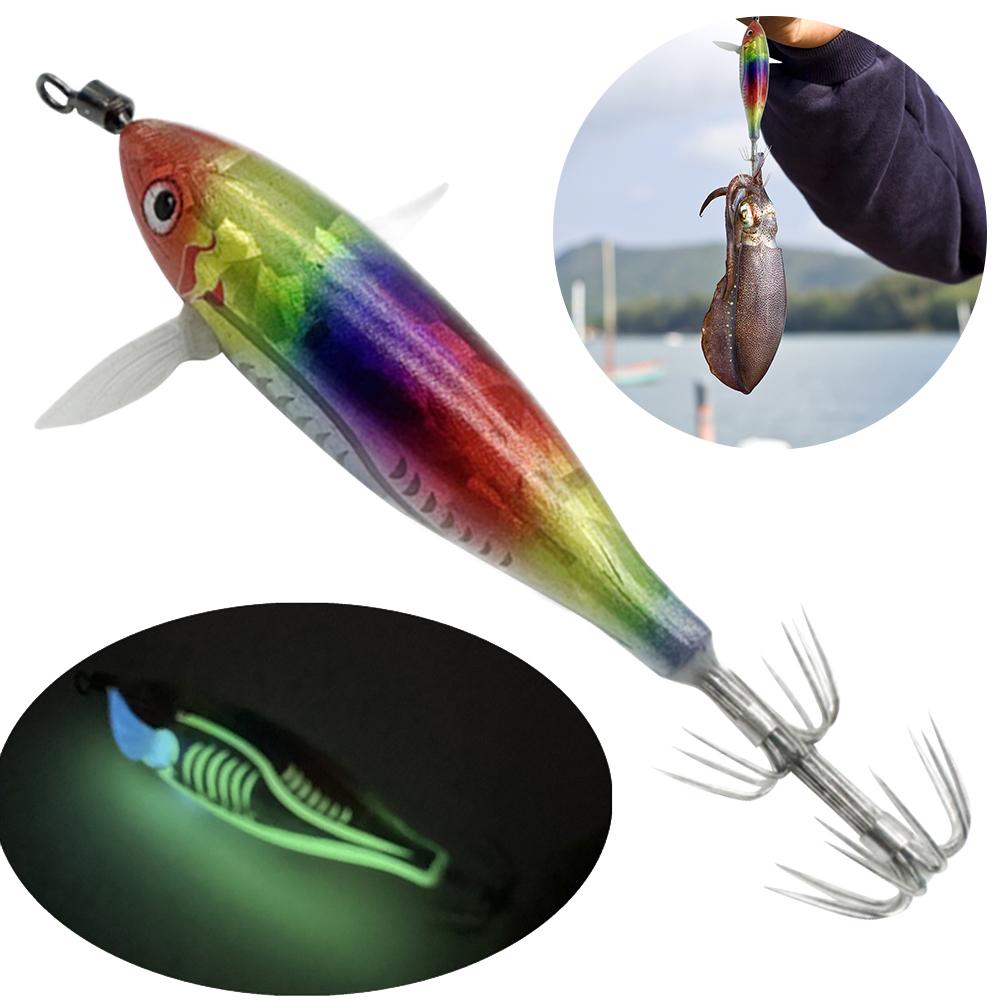 1-3pcs Luminous Floating Egi Lure 5.5g Wood Shrimp Horizontal Laser Squid Jigging Shrimp Hook Octopus Cuttlefish Fishing Baits