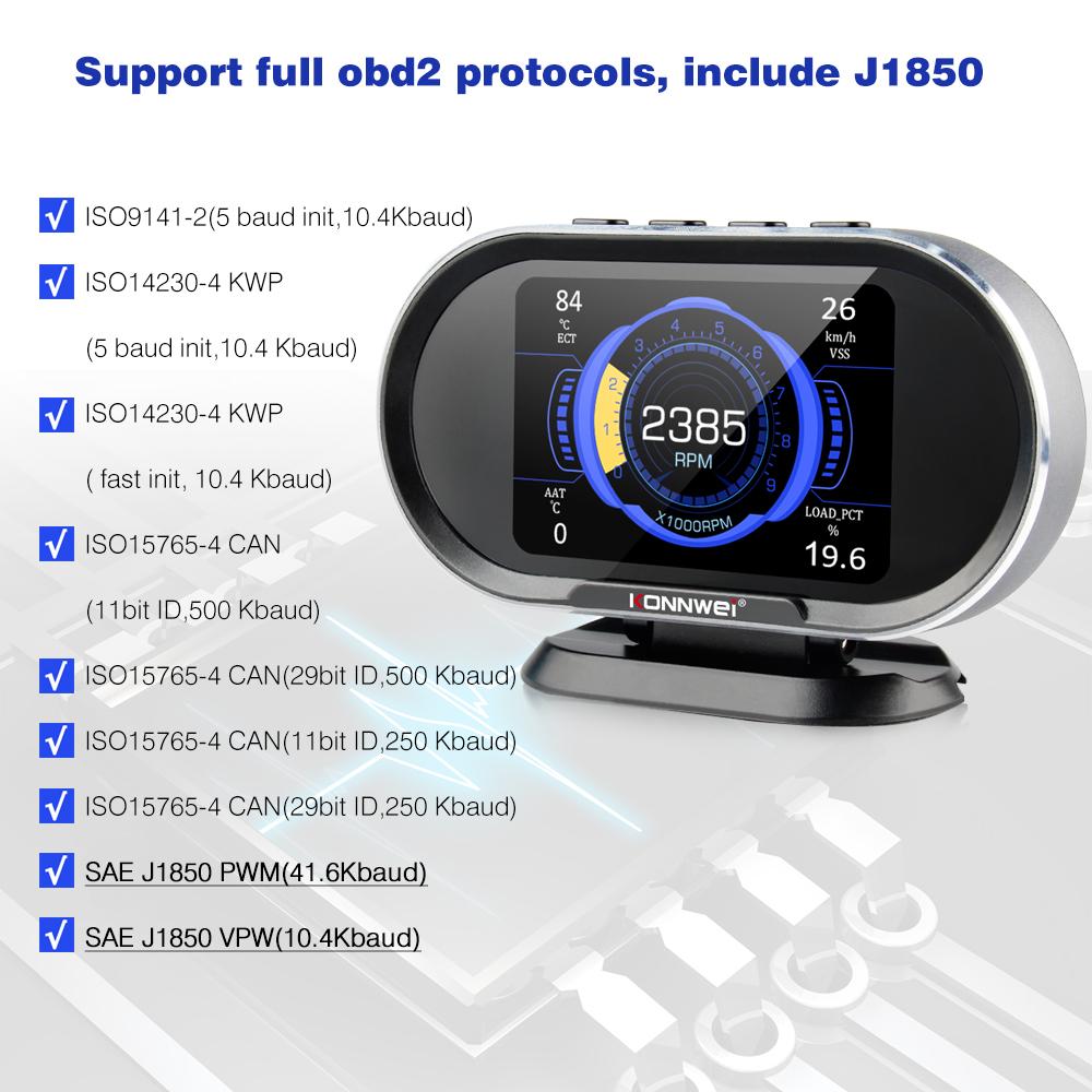 KONNWEI KW206 OBD2 Car On-Board Computer Auto Digital Computer Display OBD 2 Scanner Fuel Consumption Water Temperature Gauge