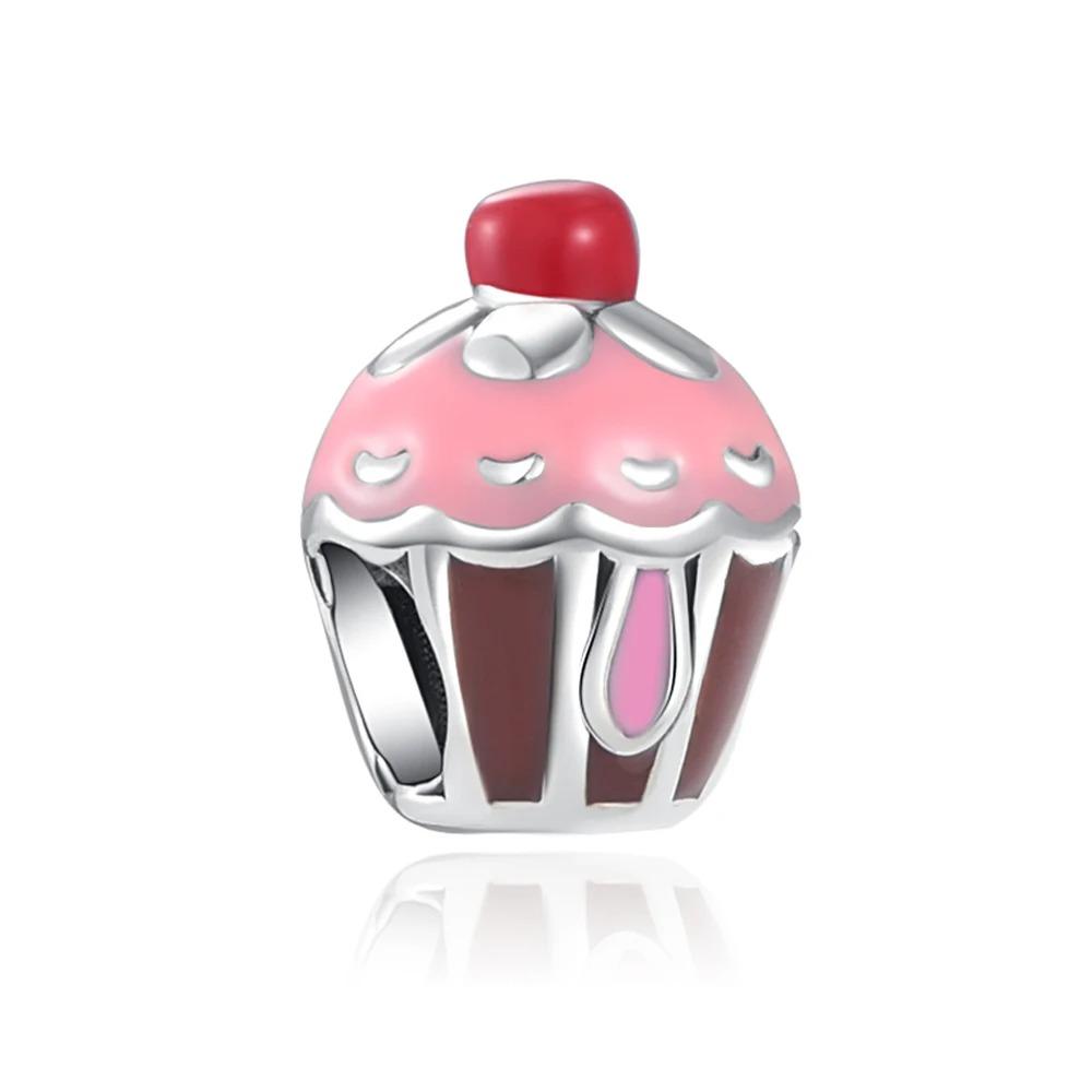 925 Silver Colorful Fruit Birthday Cake Milk Burger Chili Pendant Bead for DIY Women Bracelet Jewelry