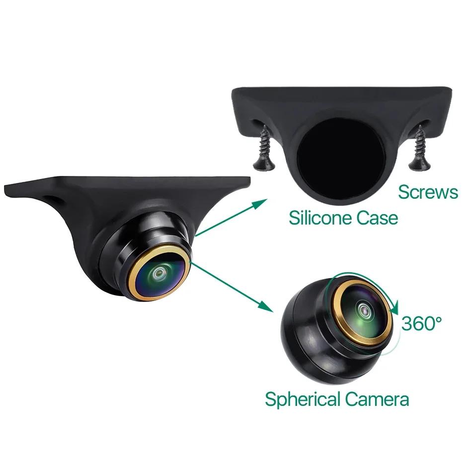 Telecamera posteriore per auto a occhio di pesce dorata a 170 gradi 720P/1080P Visione notturna Retromarcia AHD CVBS Telecamera di backup per retromarcia Regolabile a 360 gradi