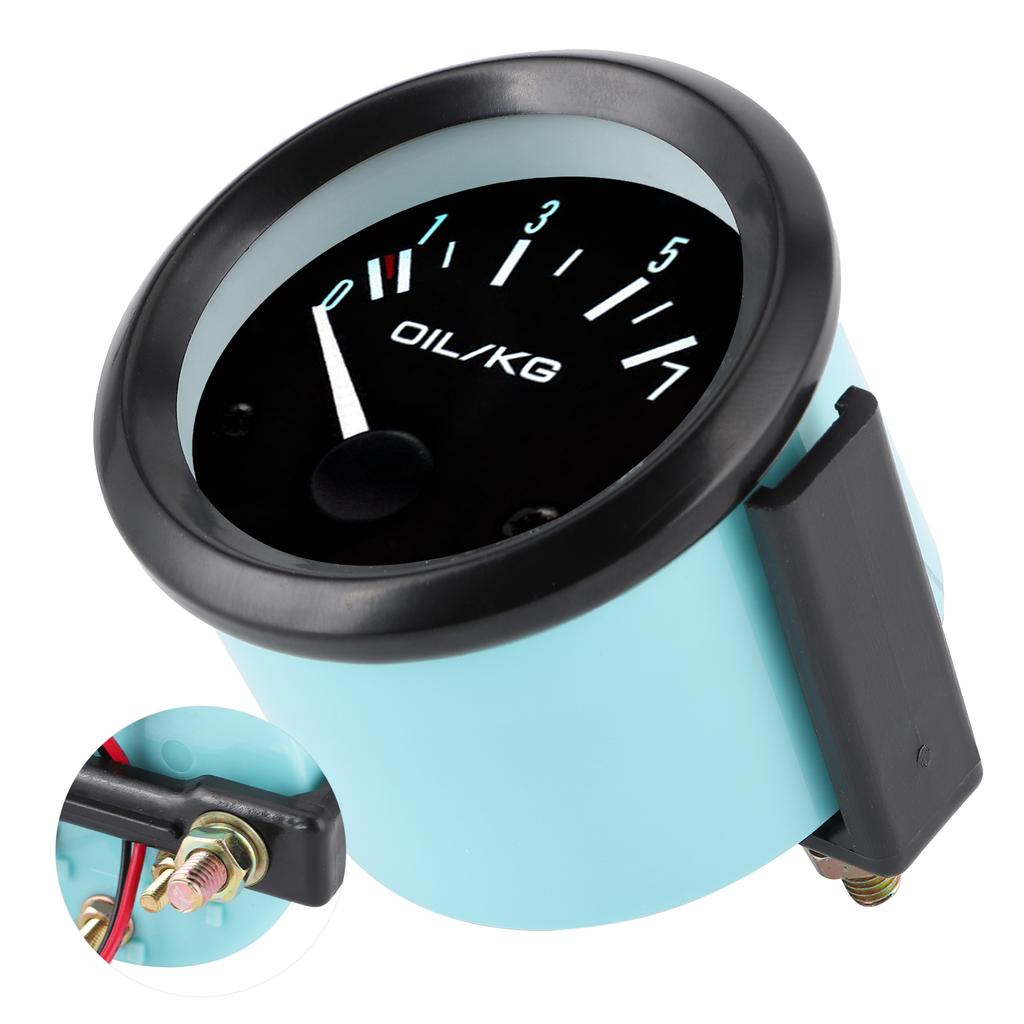 Universal Oil Pressure Gauge 12V 07kg cm 52mm Dia Car Instrument W Sensor White LED Light