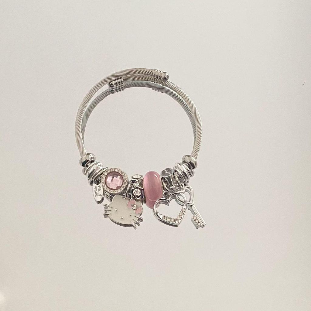 Panjia Dora Women's Stainless Steel Beaded Bracelet - European American Versatile Luxury Jewelry