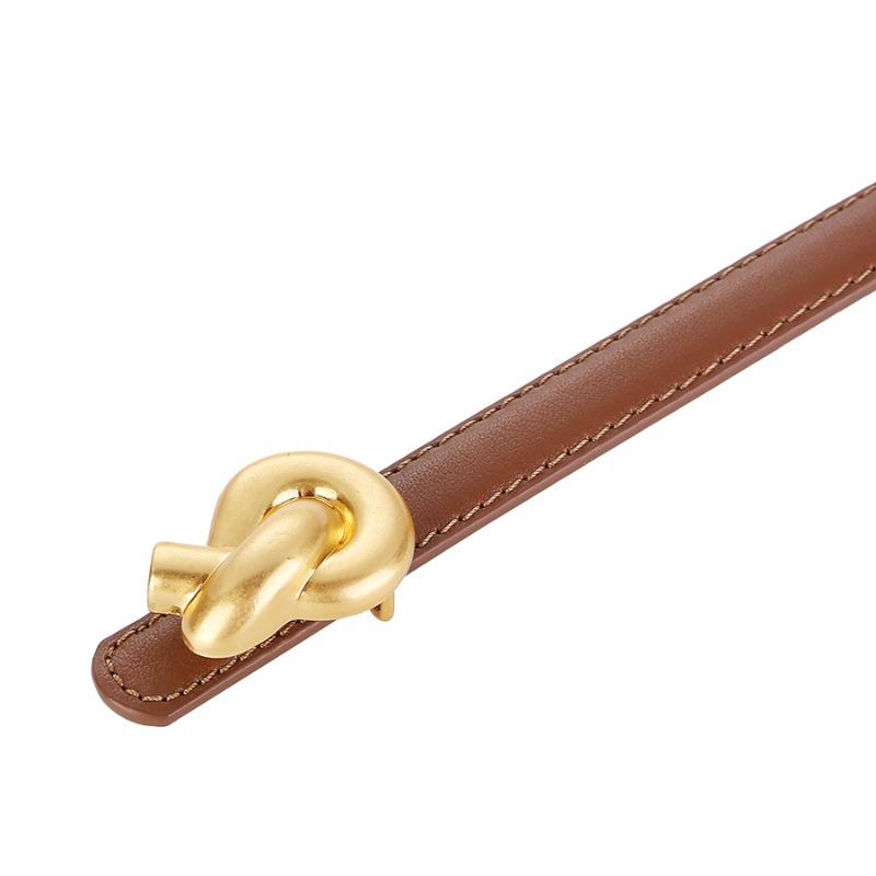 Top grain leather women's belt - smooth buckle detail, genuine leather waistband for dress pants and skirts