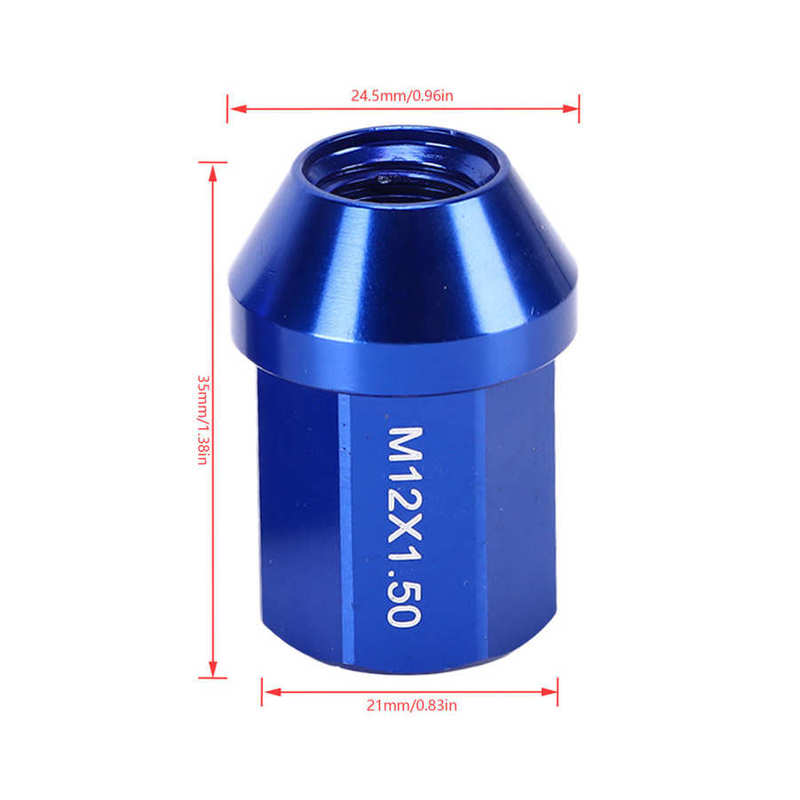 20pcs M12x1.5 Wheel Lug Nuts 35mm 6061 Aluminum Alloy Closed End Tire Lug Nuts Replacement for Car Accessories Tool