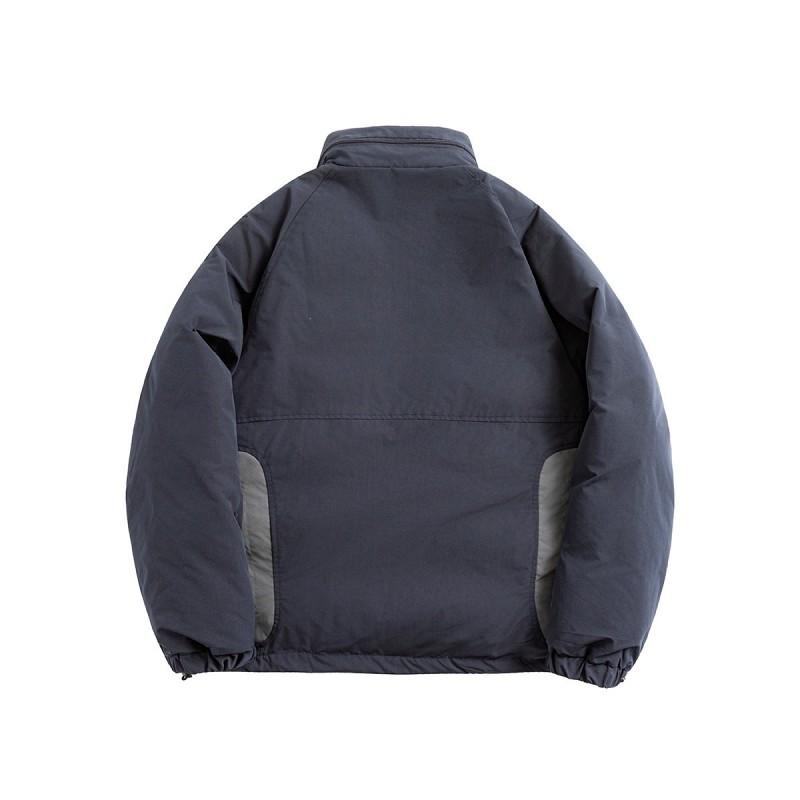 Men Color Block Pocket Cargo Winter Cotton Coat Stand Collar Outdoor Hiking Thick Warm Jacket