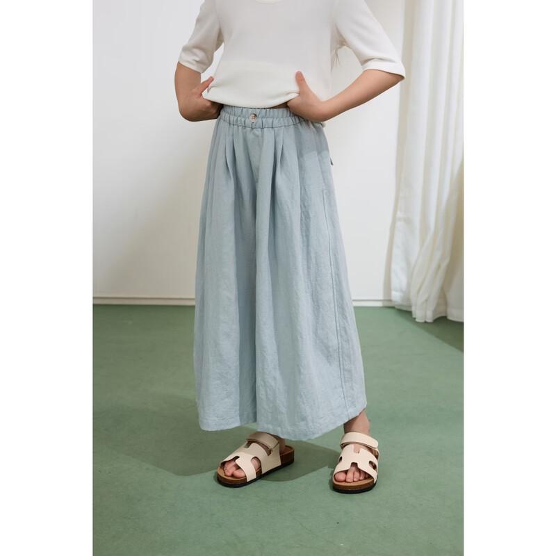 Girls Linen Blend Wide-Leg Cropped Pants 140