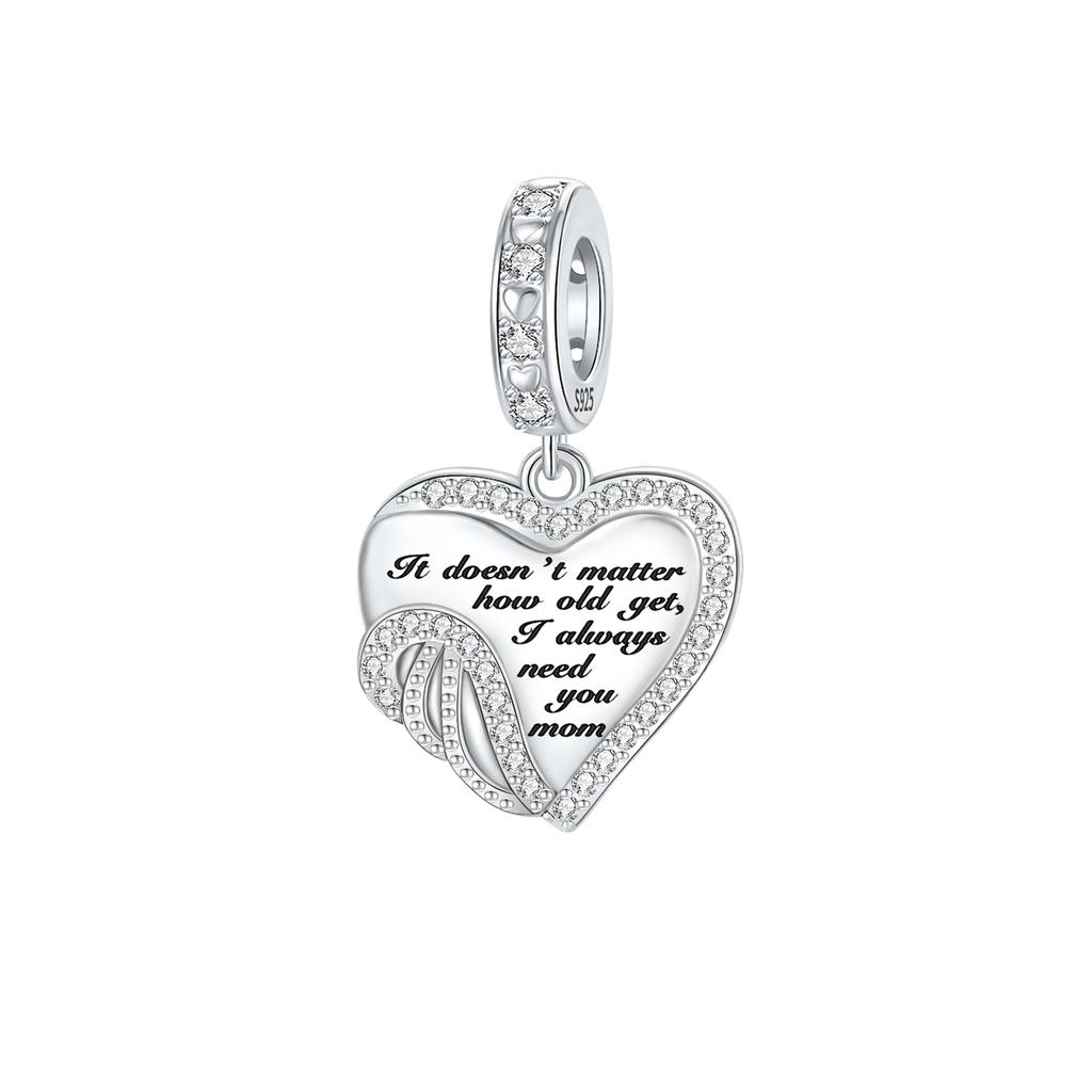 New Copper Mother'S Day Themed Love Family Crown Pendant Fine Jewelry Beads Fit Genuine Bracelets Necklaces Do-It-Yourself Jewelry Gifts