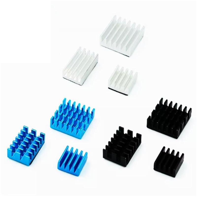Ribbed Aluminum Cooling Heat Sink Set , 3-Piece Thermal Heatsinks with Auto -Adhesive Tape for Single-Board Computer
