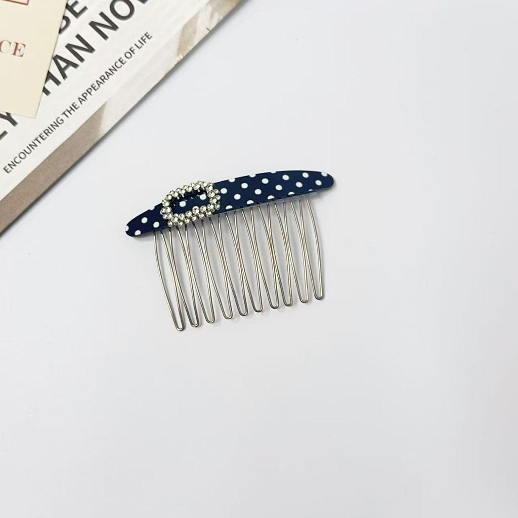 Korean Style Polka Dot Rhinestone Hair Comb - Versatile Updo Accessory