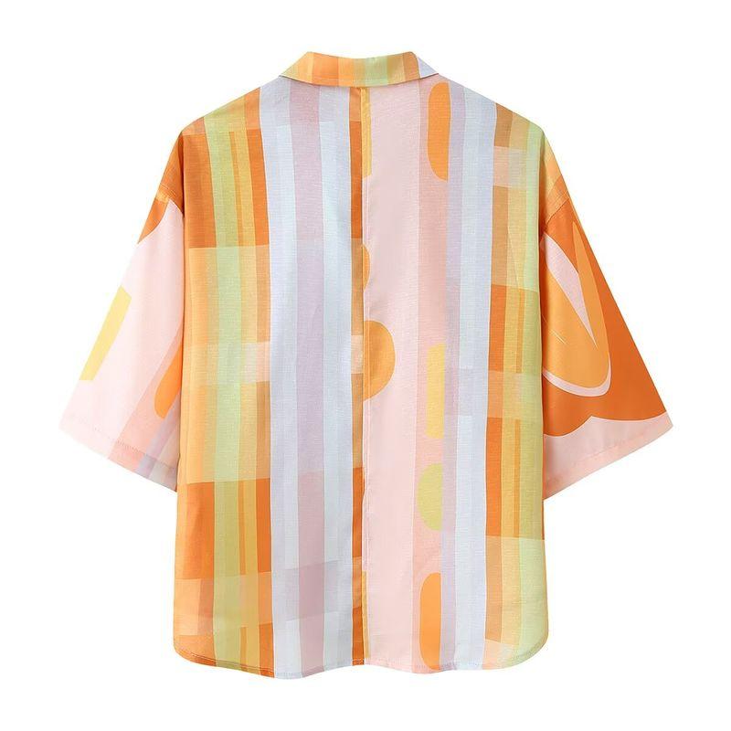 Jnleaog Spring New Arrival Women's Clothing Fashion Style French Fashion Cotton and Linen Printed Short-Sleeved Shirt Shorts Suit