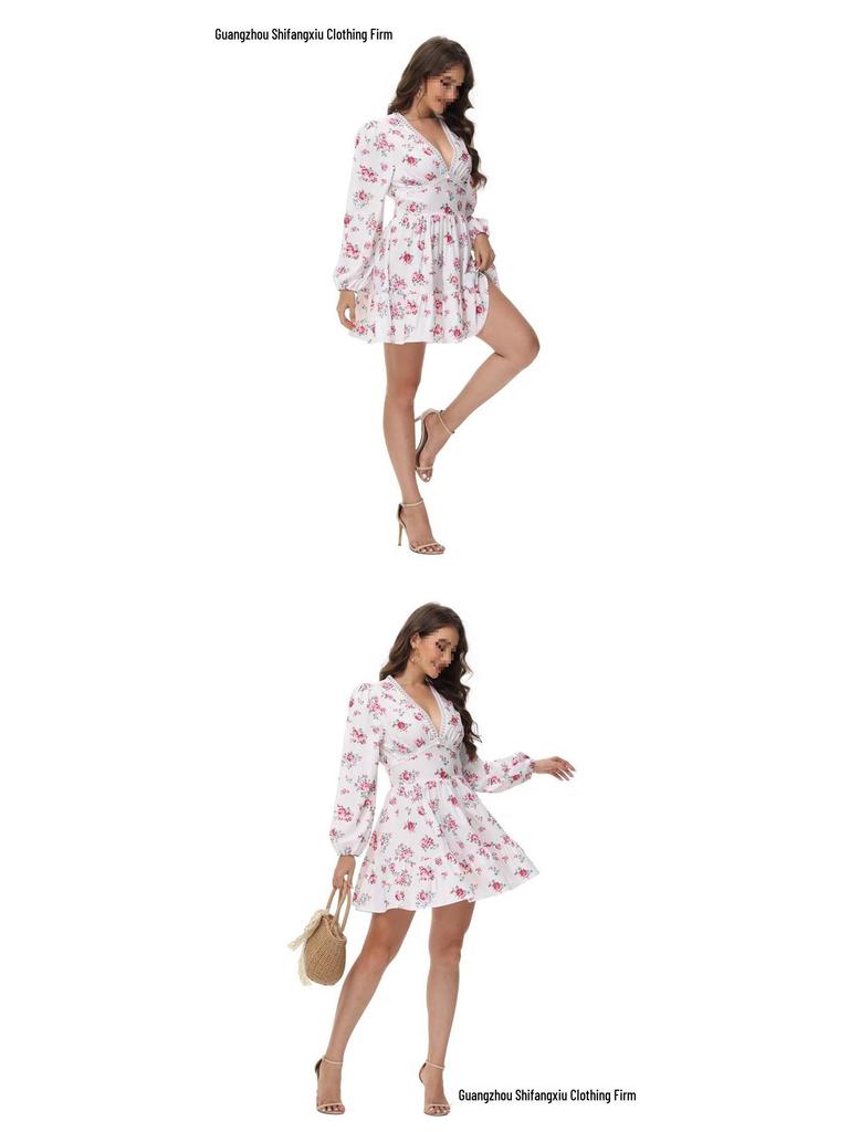 Short Lace Print Dress