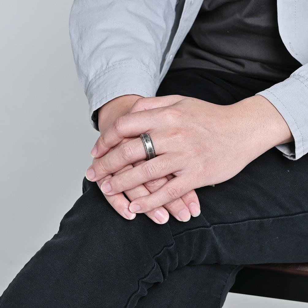 Nordic Tree of Life Rune Rune Viking Ring Mens Stainless Steel Retro Trendy Handmade Jewelry