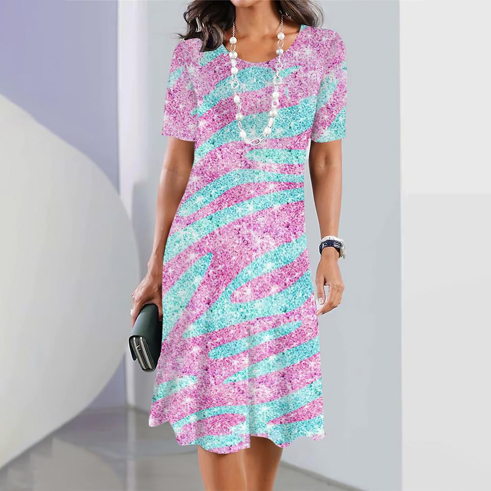 Women Dresses Leopard Animal Print Elegant Dresses Summer Medium Length Dress Large Size Female Fashion Trend