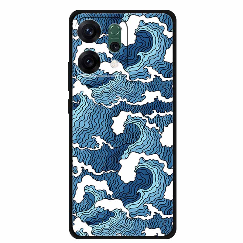 For Oppo Reno 14 5G 3D CaseRelief Flowers Emboss Phone Cover For Oppo Reno 14 Black Silicone Shockproof Soft Fundas Protector