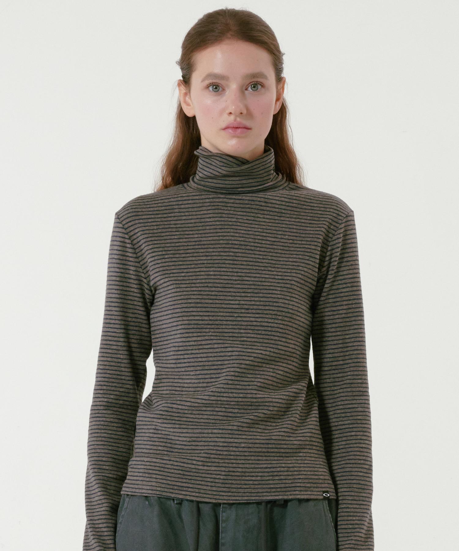 Noiago Noi1761 Striped Turtleneck (Charcoal) Free