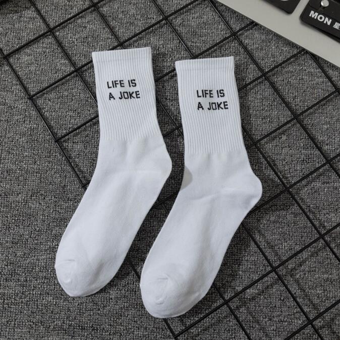 New Women Letter Jacquard Series White Cotton Socks Street Sports Hip Hop Fashion Men Unisex Crew College Style Socks