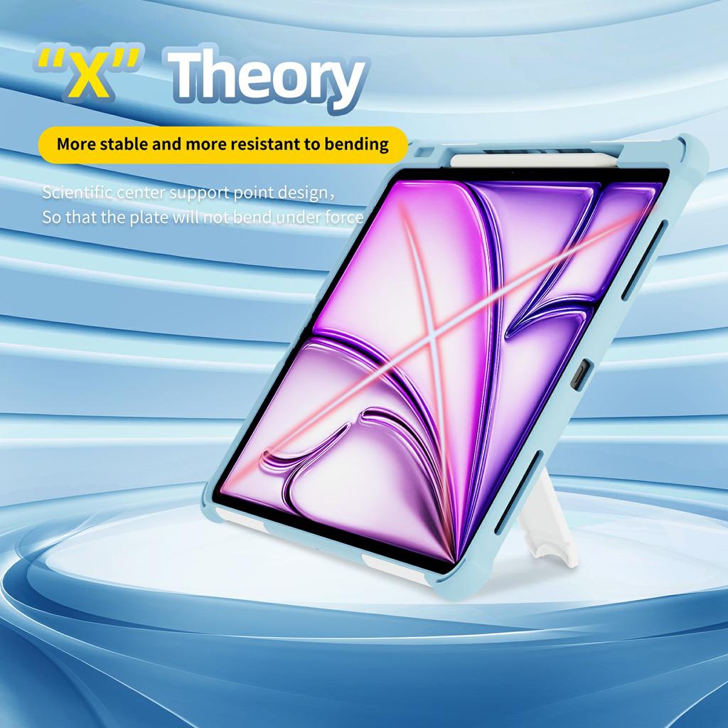 For iPad Air 13 (2025)/(2024) Case Kickstand PC+TPU Shockproof Tablet Cover With Hand Strap