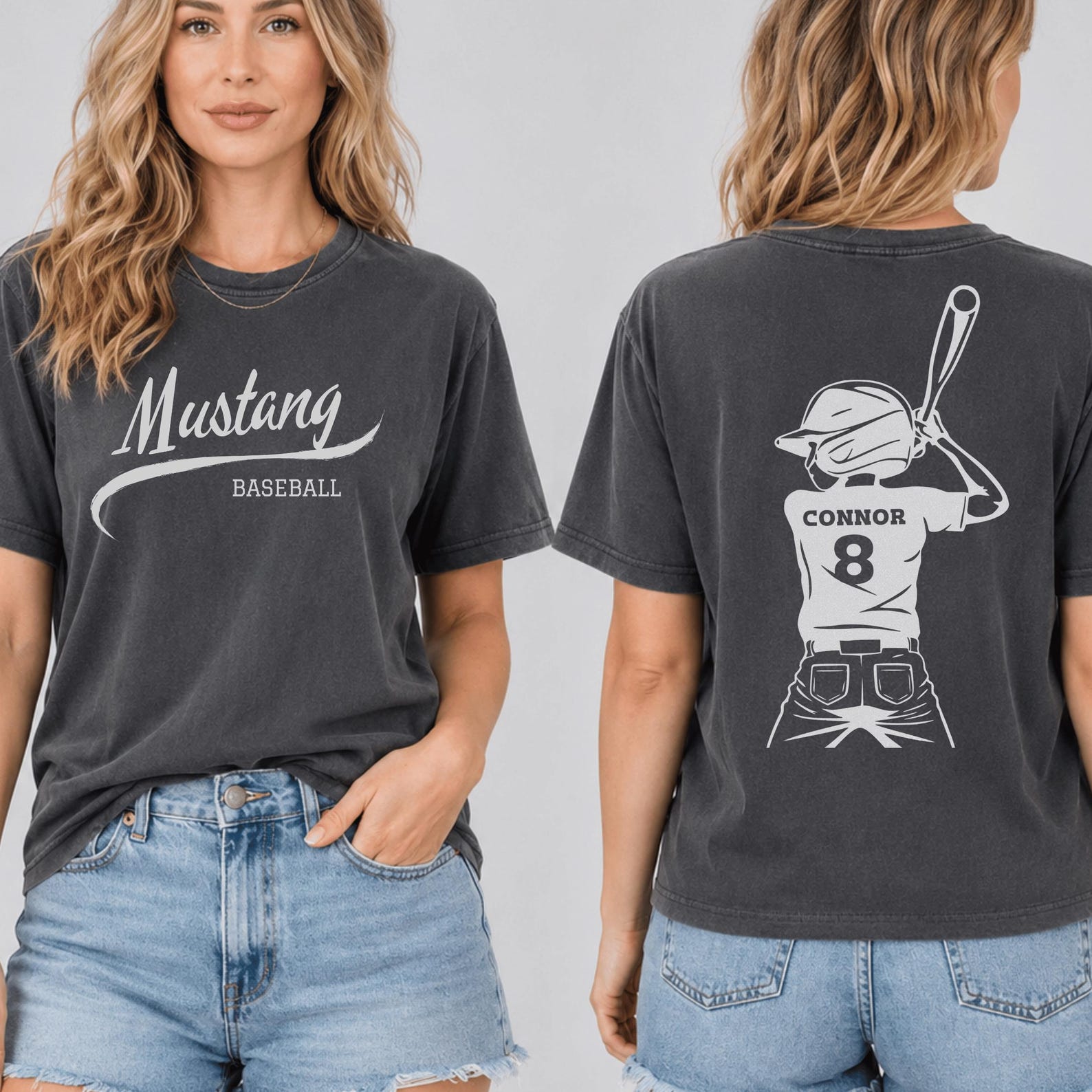 Comfort Colors© Customized Baseball Mom Shirt,Baseball Player Graphic Choice,Your Name Number Baseball Shirt,Custom Baseball Team Name 3XL