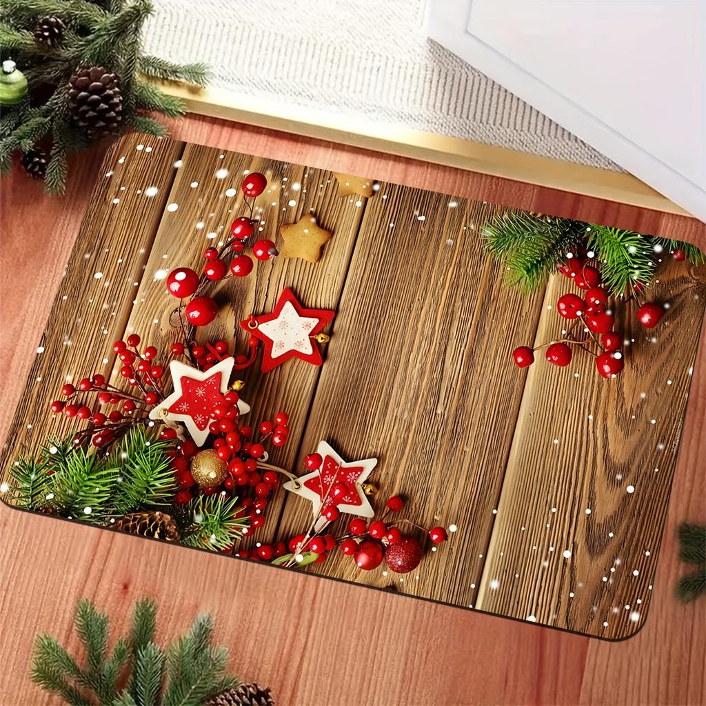 Christmas Welcome Doormat, Non-Slip Machine Washable Lightweight Polyester Rug for Multi-Room Multi-Holiday Indoor Outdoor Decor