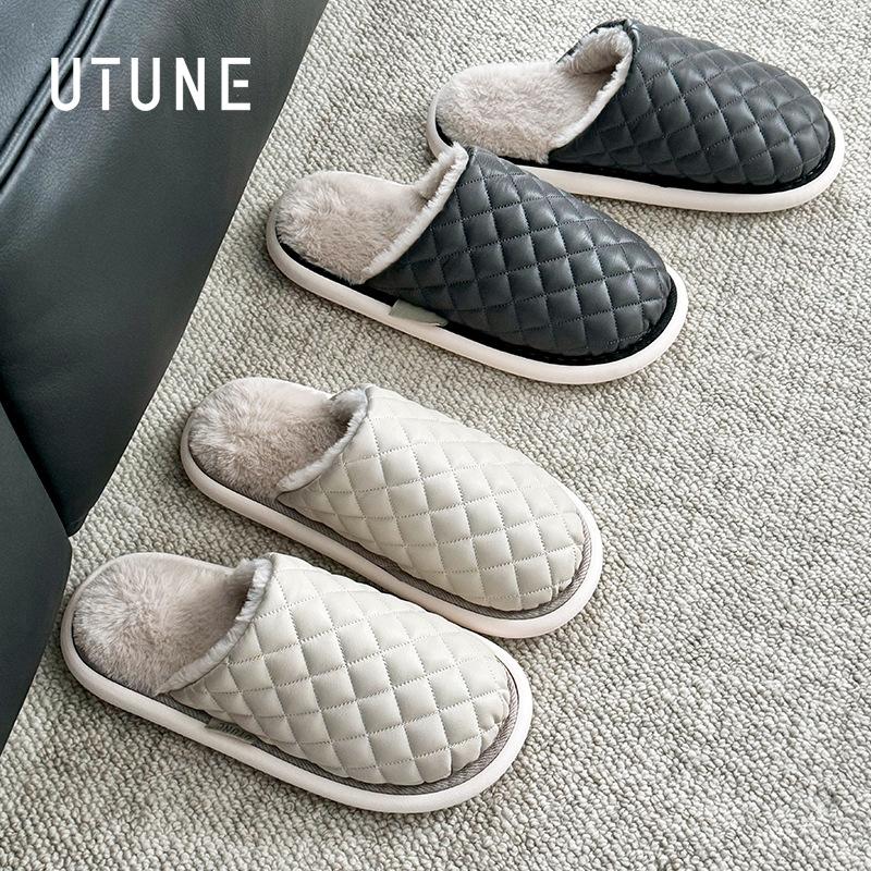 fine-tuned men's cotton slippers autumn and winter couple home indoor warm office wooden floor anti-splash water non-slip women