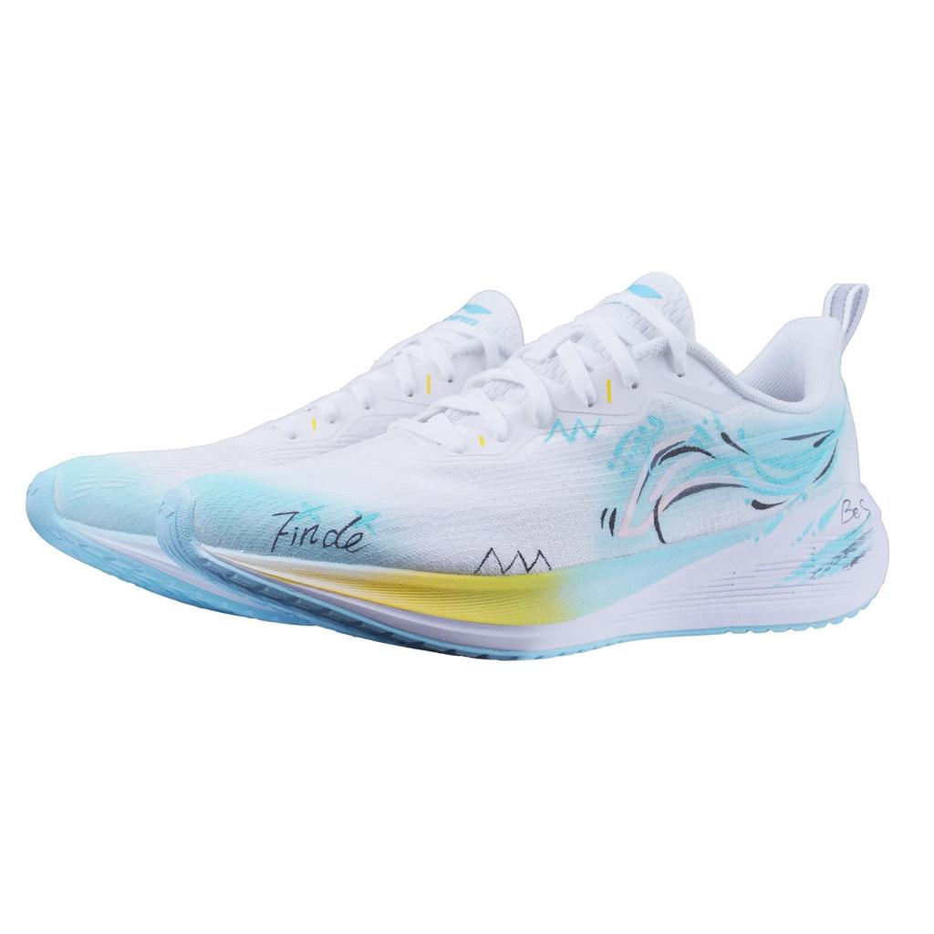 Li Ning Wuyue Cushioning Slip Resistant Abrasion Resistant Low top Running Shoes Men's White Blue ARST003-1(Team596-)