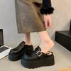 European-style heightened thick-soled one-pedal versatile classic Boken shoes bag head drag 2025 autumn and winter new outer slippers women