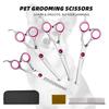 Pet Grooming Scissors Set: Hair Cutting, Thinning, Straight, Serrated, and Fish Mouth Scissors.