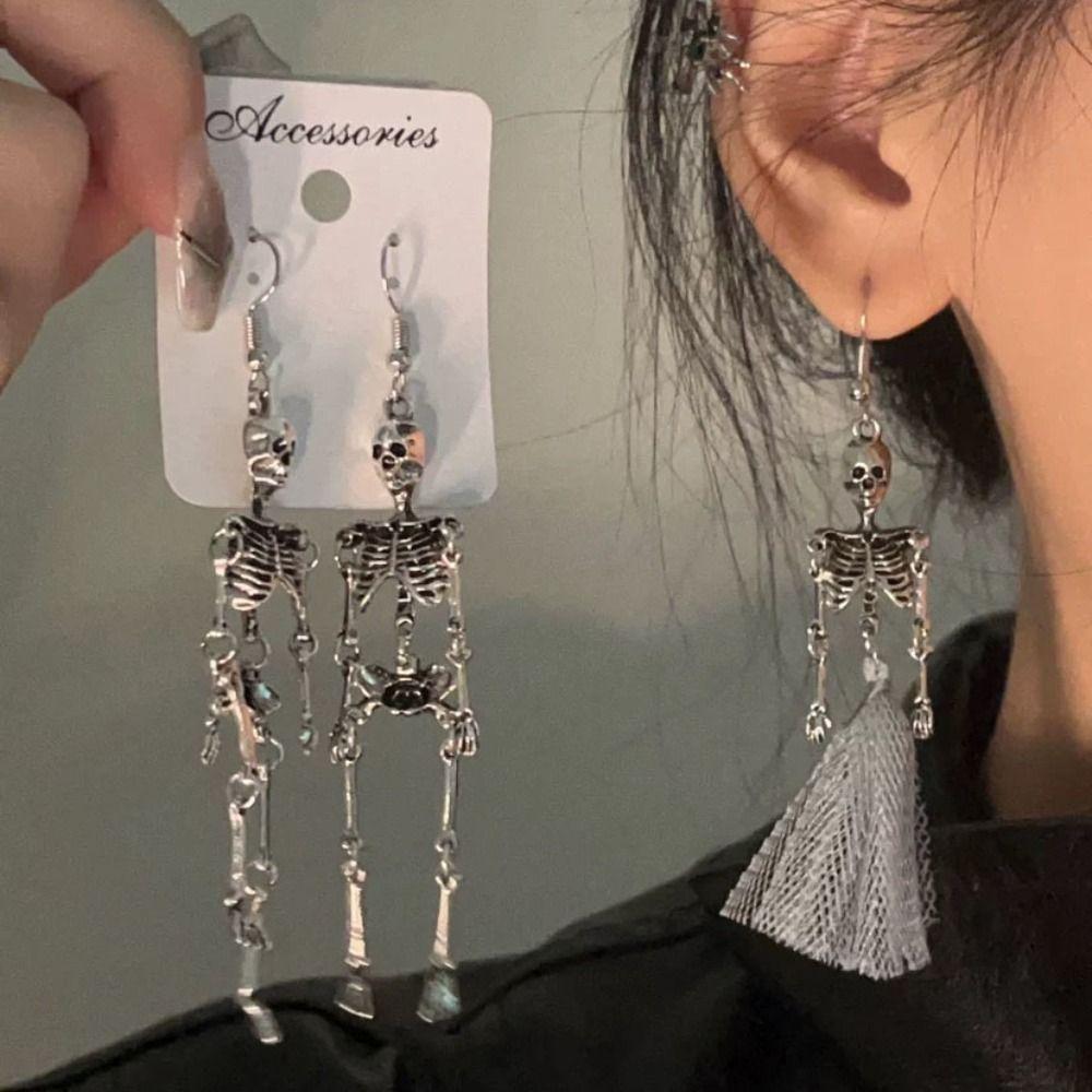 Hip Hop Halloween Earrings Zinc Zinc Alloy Imitation Human Bone Earrings Skeleton Earrings Accessories