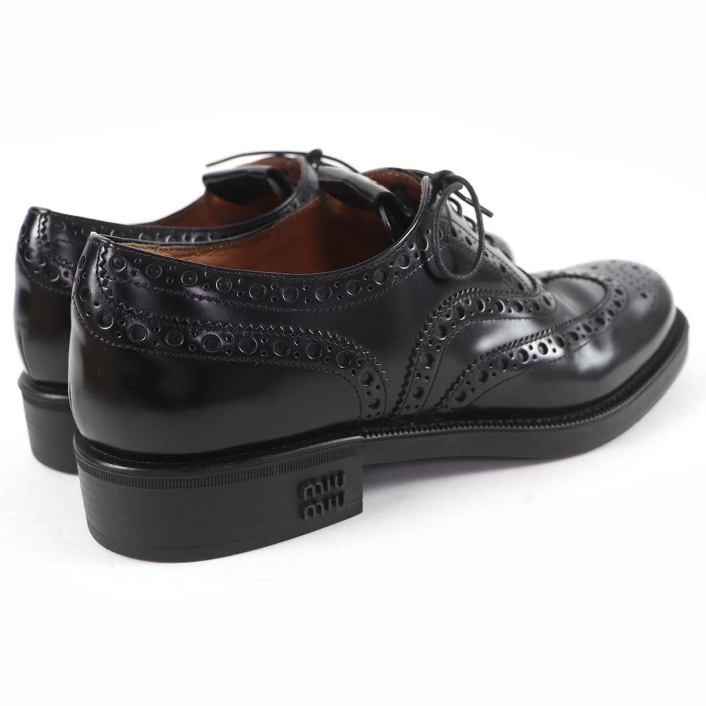 Excellent Churchs Miu Miu Leather Shoes Wingtip Oxford Black Women 39 5E038E Used
