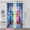 2pcs, 2D Flat Printing Party Window Curtains Owl Color Versatile Polyester,Without Electricity Spring Party & Holiday Decor Use