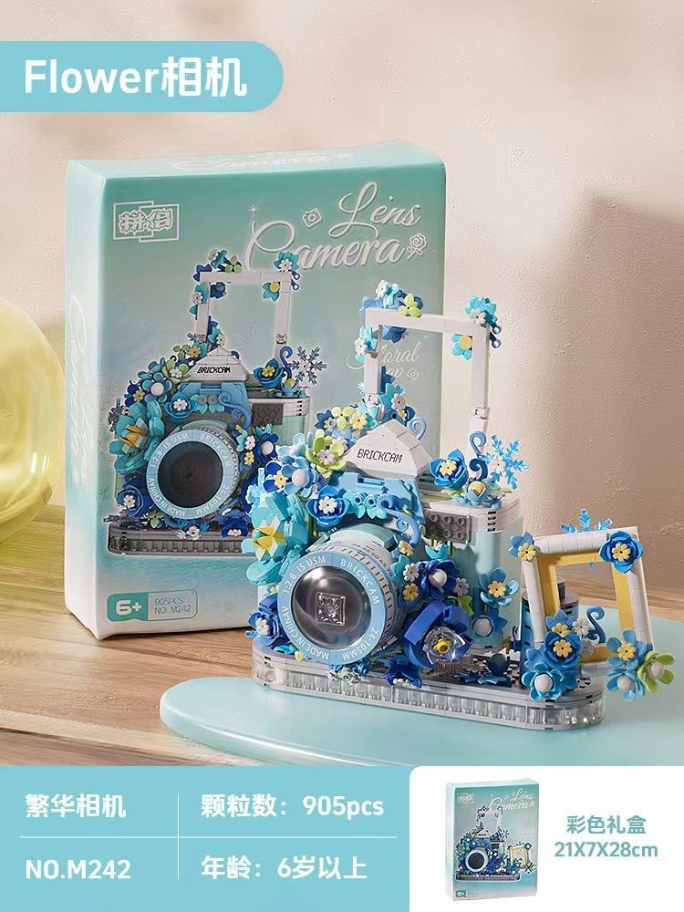 Compatible Building Block Mechanical Double Reverse Retro Camera Assembly Handmade Children's Toy Model Ornament Gift