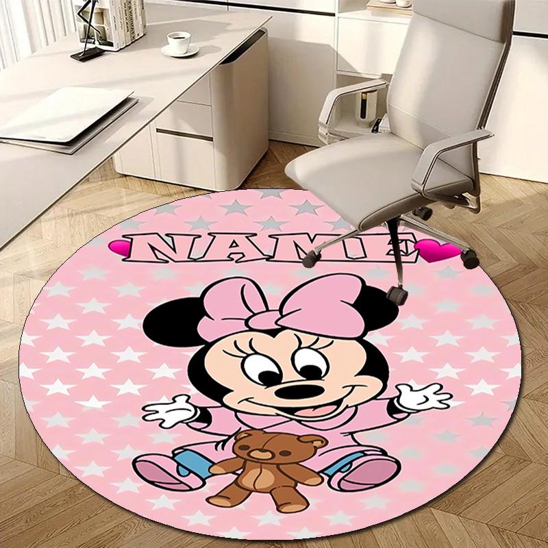 Personalized M-Minnie Round Chair Office Rug - Perfect for Mat, Office Chair & More - Ideal Gift for Birthdays and Holidays