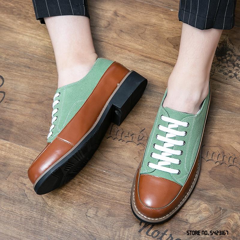 Luxus Stylist Kleid Abschlussball Hochzeitsparty Leinwand Mit Lederschuhen Für Herren Mischfarbe Semi-Formale Slipper Zapatos Hombres Schuhwerk