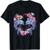 Dolphin Floral Motif Dolphin Lover Sea Ocean Animal T-Shirt
