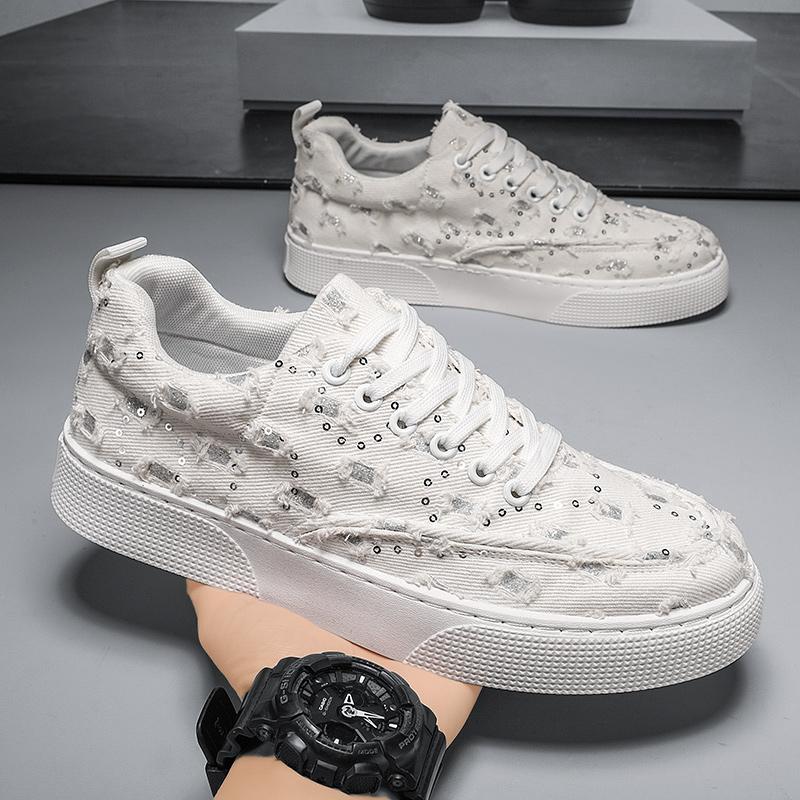 Новые летние парусиновые оранжевые кроссовки мужские модные повседневные городские — фото 3