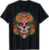 Sugar Skull Day of The Dead Print Graphic Tee Men Casual Short Sleeve Crew Neck T-Shirt