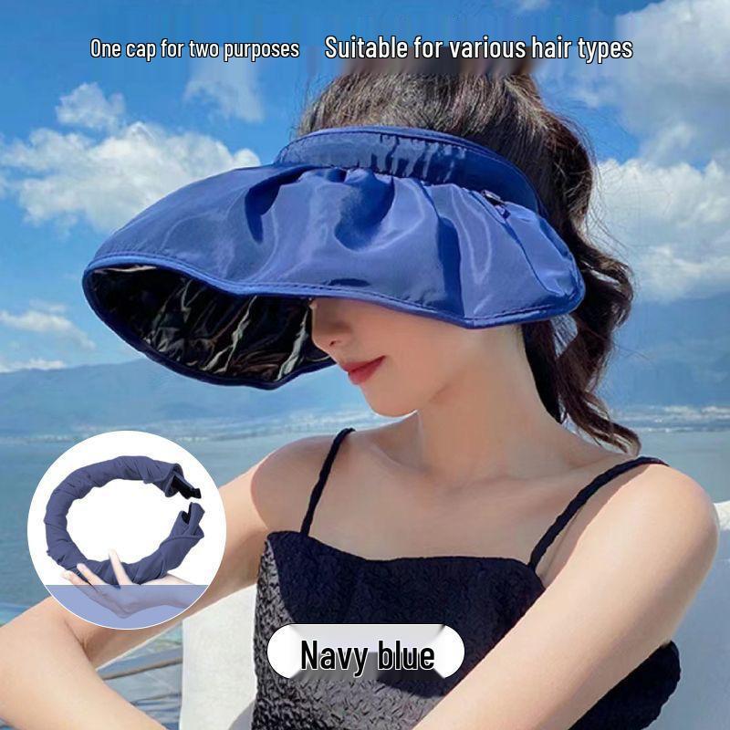 Women's Open-Top Sun Hat with UV Protection, Large Brim for Outdoor Cycling and Sunshade