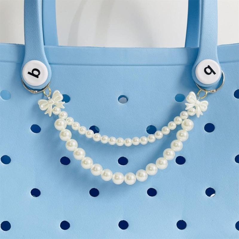 2Pcs Artificial Pearls Chain Bag Decoration Charm Large Imitation Pearls Beads Purse Chain Handbag Chain For Women Bag