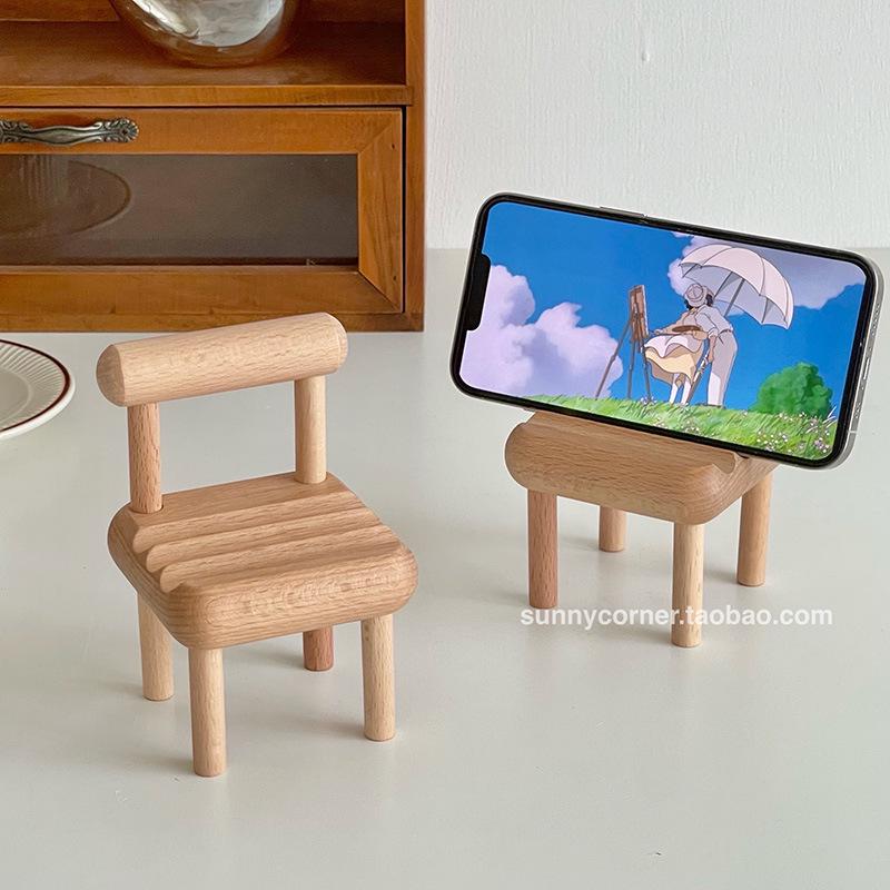 Creative Wooden Phone Holder & Desktop Ornament Stand
