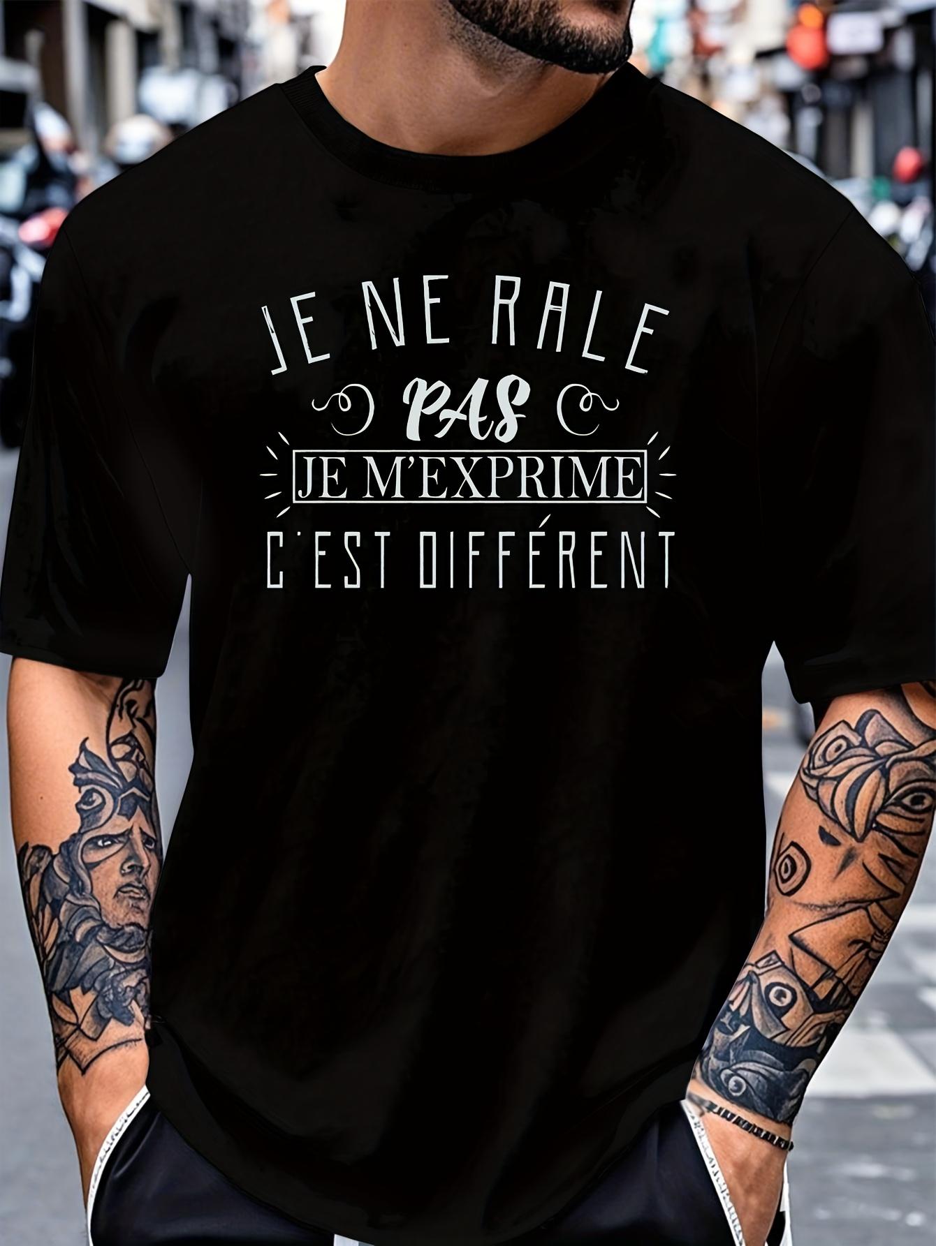 Men s T-Shirt Y2K Fun French with Bold Black Regular Fit 2XL